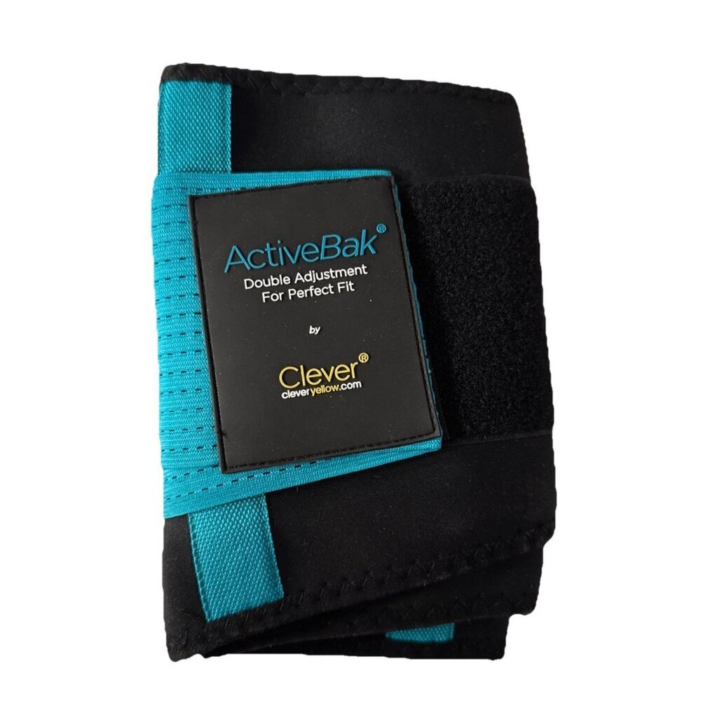 ActiveBak Clever Back Support Brace Double Adjustment Black Turquoise SMALL